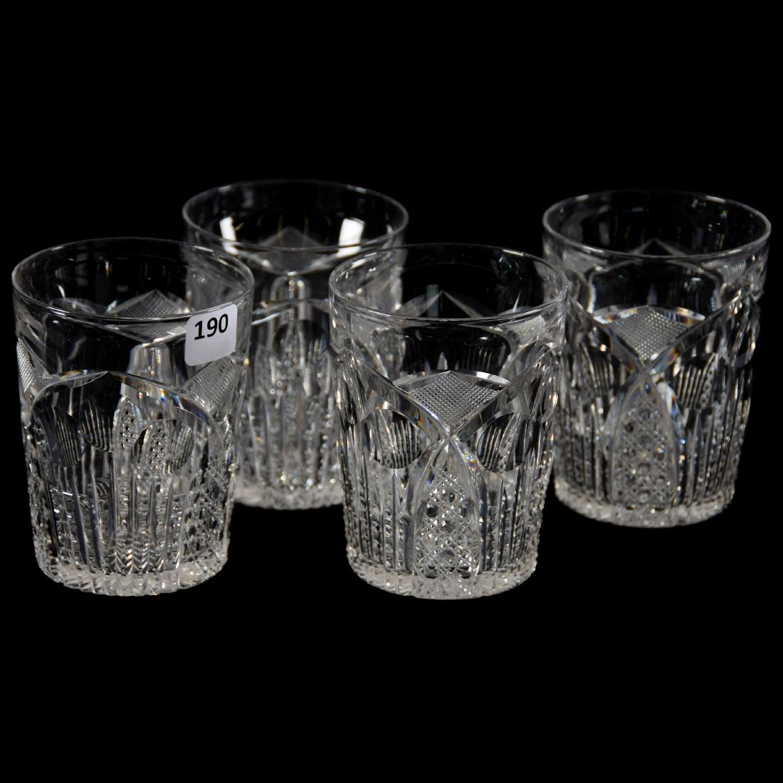 (4) American Brilliant Cut Glass Tumblers 4"
