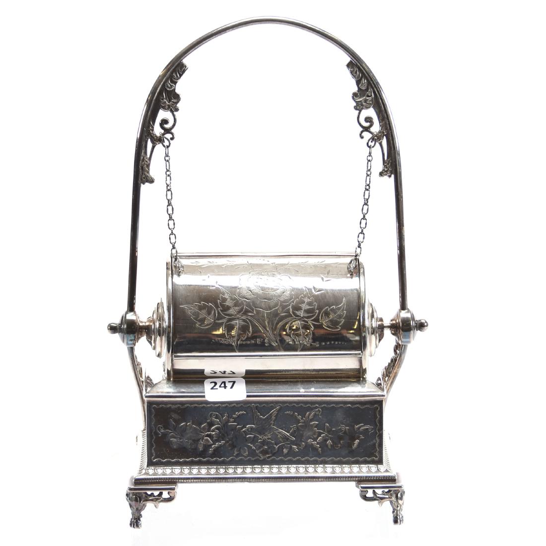 Victorian Silverplate Jewel Casket 11" X 6": Victorian Silverplate Jewel Casket - 11" X 6" - Wilcox #1949 - Mechanical Handle Reveals Bottom Section While Upper Level Slides Back and Lid Is Lifted Simultaneously
