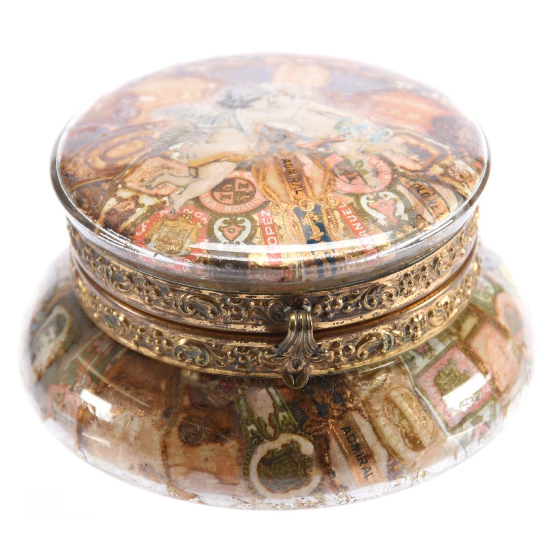 Crystal Cigar Label Box Unmarked Wave Crest: Crystal Cigar Label Box - Unmarked Wave Crest - 2.5" X 4.5" - No Lining - Light Interior Paper Loss *