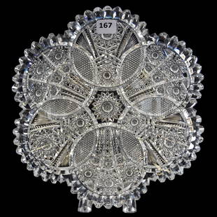 Plate American Brilliant Cut Glass 9": Plate - American Brilliant Cut Glass - 9" Duquesne Pattern by Fry - Excellent Blank