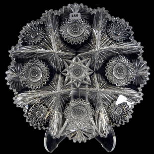 Tray American Brilliant Cut Glass 11.75"Round: Tray - American Brilliant Cut Glass - 11.75"Round - Signed Libbey Neola Pattern Designed by W.C. Anderson - Heavy Blank