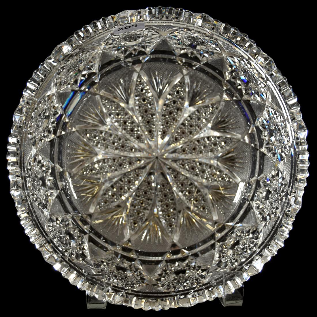 Bowl American Brilliant Cut Glass 3.75" X 8.25": Bowl - American Brilliant Cut Glass - 3.75" X 8.25" Signed Tuthill "Rex" Pattern - Super Blank and Cutting