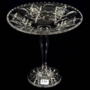 Compote American Brilliant Cut Glass 7.25" X 7.25": Compote - American Brilliant Cut Glass - 7.25" X 7.25" - Signed Hawkes Princess Pattern
