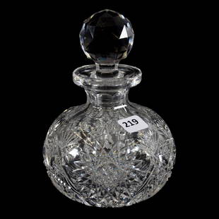 Cologne Bottle American Brilliant Cut Glass: Cologne Bottle - American Brilliant Cut Glass - 6.5" Chrysanthemum Pattern by Hawkes
