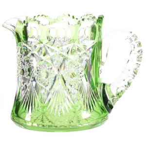 Green Cut to Clear Cider Pitcher 6.75"