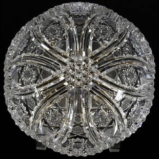 Bowl American Brilliant Cut Glass 3.75" X 8.25": Bowl - American Brilliant Cut Glass - 3.75" X 8.25" Bangor Pattern by Jewel Cut Glass - Clear Blank!