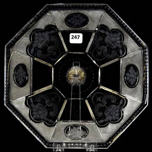 Plate American Brilliant Cut Glass 10.5": Plate - American Brilliant Cut Glass - 10.5" - Eight-Sided - Signed Sinclaire Adam Pattern - Heavy Blank