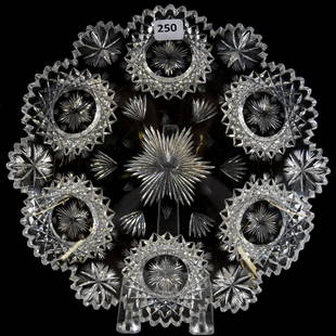 Plate American Brilliant Cut Glass 10": Plate - American Brilliant Cut Glass - 10" - Signed Hawkes North Star Pattern - One Tooth with Hard to See Polish