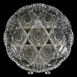 Bowl American Brilliant Cut Glass 2.5" X 8.75": Bowl - American Brilliant Cut Glass - 2.5" X 8.75" Huyler Pattern by Clark - One Tooth with Surface Polish