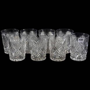 (8) Tumblers American Brilliant Cut Glass: (8) Tumblers - American Brilliant Cut Glass - Height Variations Between 3.75" and 4" - None Have Been Trimmed - Parisian Pattern by Dorflinger