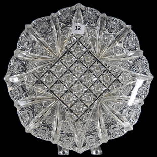 Plate American Brilliant Cut Glass 10.25": Plate - American Brilliant Cut Glass - 10.25" - Eight-Sided - Signed Fry Ceres Pattern