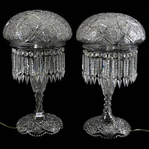 Pair Mushroom Shade Table Lamps 18" X 10"