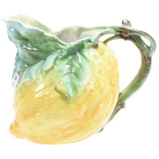 Figural Lemonade Pitcher Royal Bayreuth Blue Mark: Figural Lemonade Pitcher - Royal Bayreuth Blue Mark - Lemon - Good Color, Nice Size