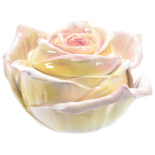 Figural Rose Covered Box Royal Bayreuth Blue Mark: Figural Rose Covered Box - Royal Bayreuth Blue Mark - 4.5" X 7.5" - Pink, Yellow & White Tones - Rare Shape