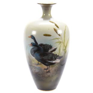Vase Marked R.S. Poland 8.75": Vase Marked R.S. Poland - 8.75" - Rare Black Swan Scenic Decor - Great Size