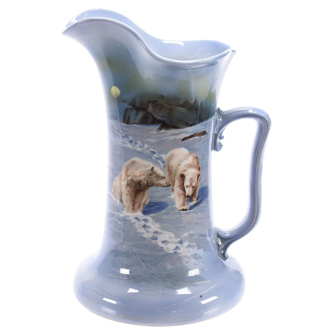 Water Pitcher Royal Bayreuth Blue Mark 8.75": Water Pitcher - Royal Bayreuth Blue Mark - 8.75" - Rare Polar Bears Scenic Decor - Extra Nice