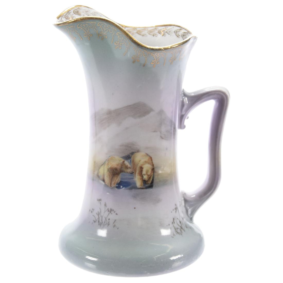Milk Pitcher Royal Bayreuth Blue Mark 5.25": Milk Pitcher - Royal Bayreuth Blue Mark - 5.25" - Polar Bears Scenic Decor - Gold Stencil Highlights
