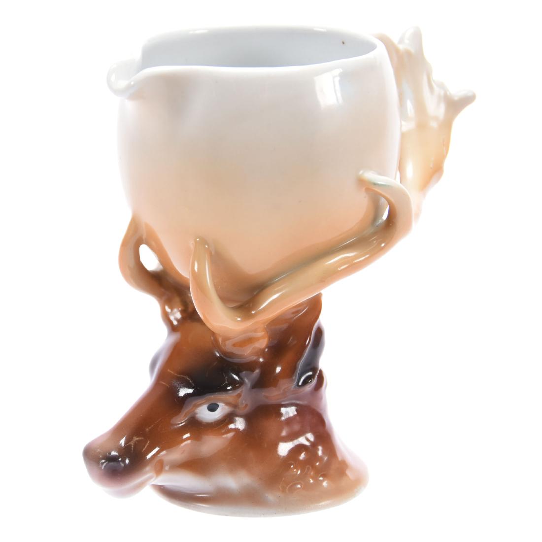 Figural Elk Creamer / Stirrup Cup Royal Bayreuth: Figural Elk Creamer / Stirrup Cup - Royal Bayreuth - 4" - Green Mark