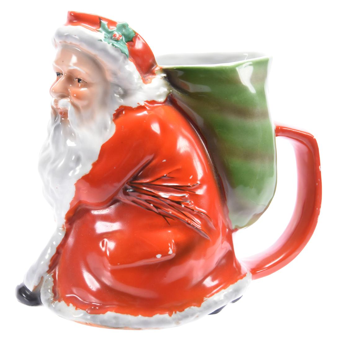 Figural Santa Pitcher Royal Bayreuth Blue Mark: Figural Santa Pitcher - Royal Bayreuth Blue Mark - 7.25" Red Santa Claus Lemonade Pitcher