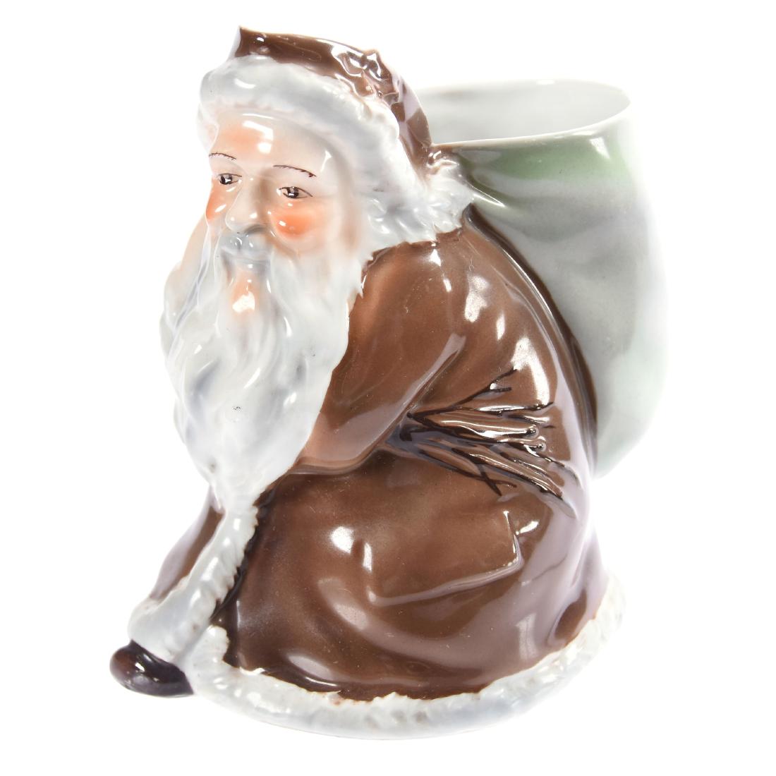 Figural Santa Pitcher Royal Bayreuth: Figural Santa Pitcher - Royal Bayreuth - 6.25" Brown Santa Claus Water Pitcher - Pack Is Handle - Unmarked