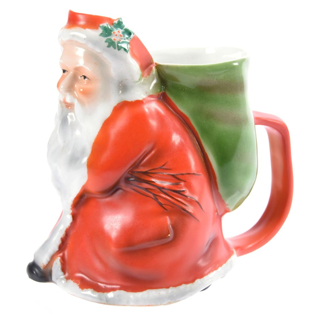 Figural Santa Pitcher Royal Bayreuth Blue Mark: Figural Santa Pitcher - Royal Bayreuth Blue Mark - 5" Red Santa Claus Milk Pitcher