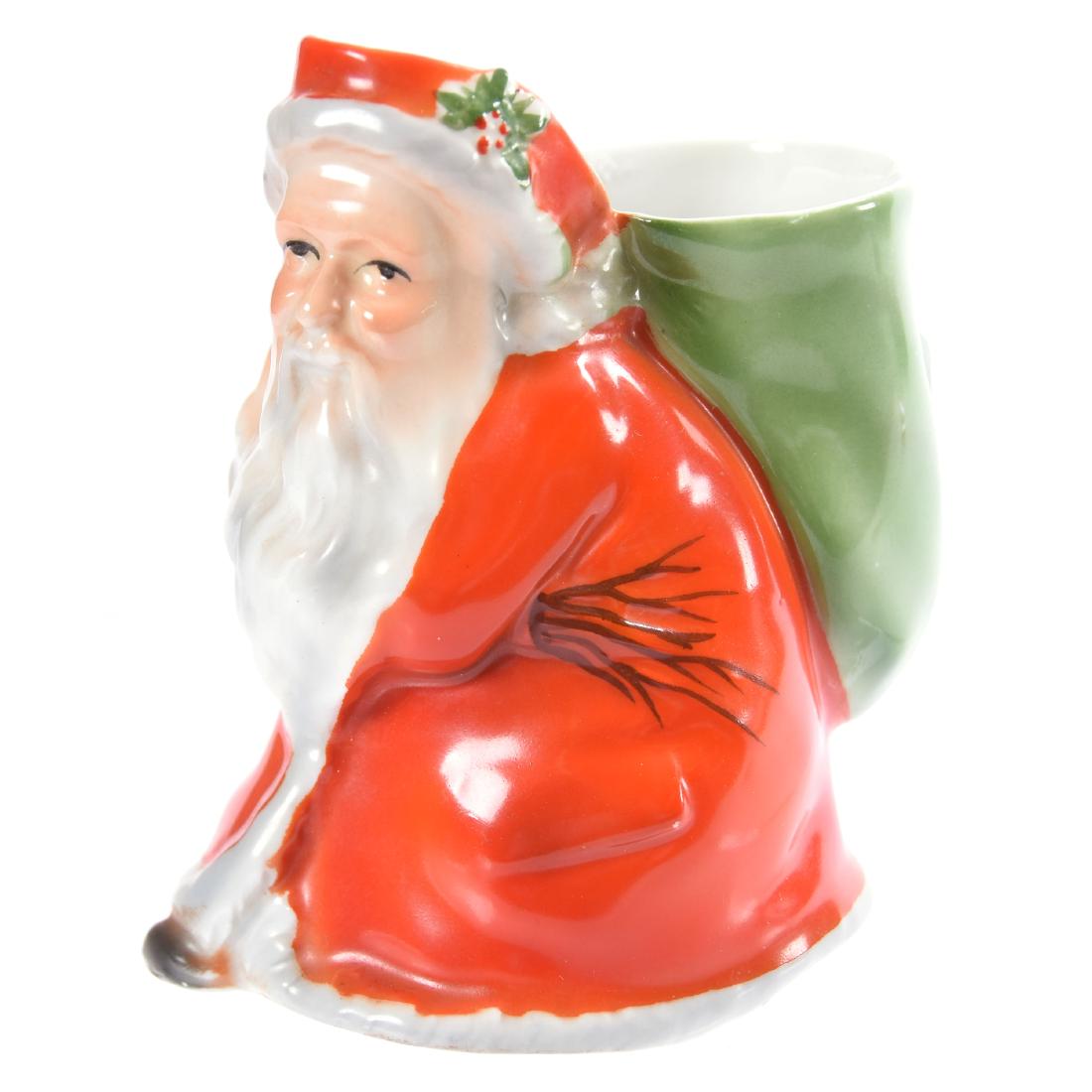 Figural Santa Pitcher Royal Bayreuth Blue Mark: Figural Santa Pitcher - Royal Bayreuth Blue Mark - 4.25" Red Santa Claus Creamer - Pack Is Handle