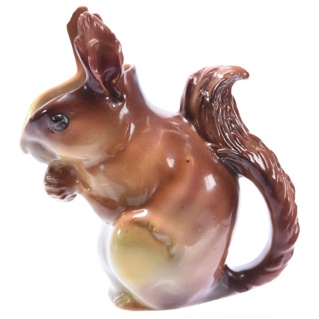 Figural Squirrel Pitcher Unmarked Bayreuth: Figural Squirrel Pitcher - Unmarked Bayreuth - 5.75" Milk Pitcher - Brown Tones