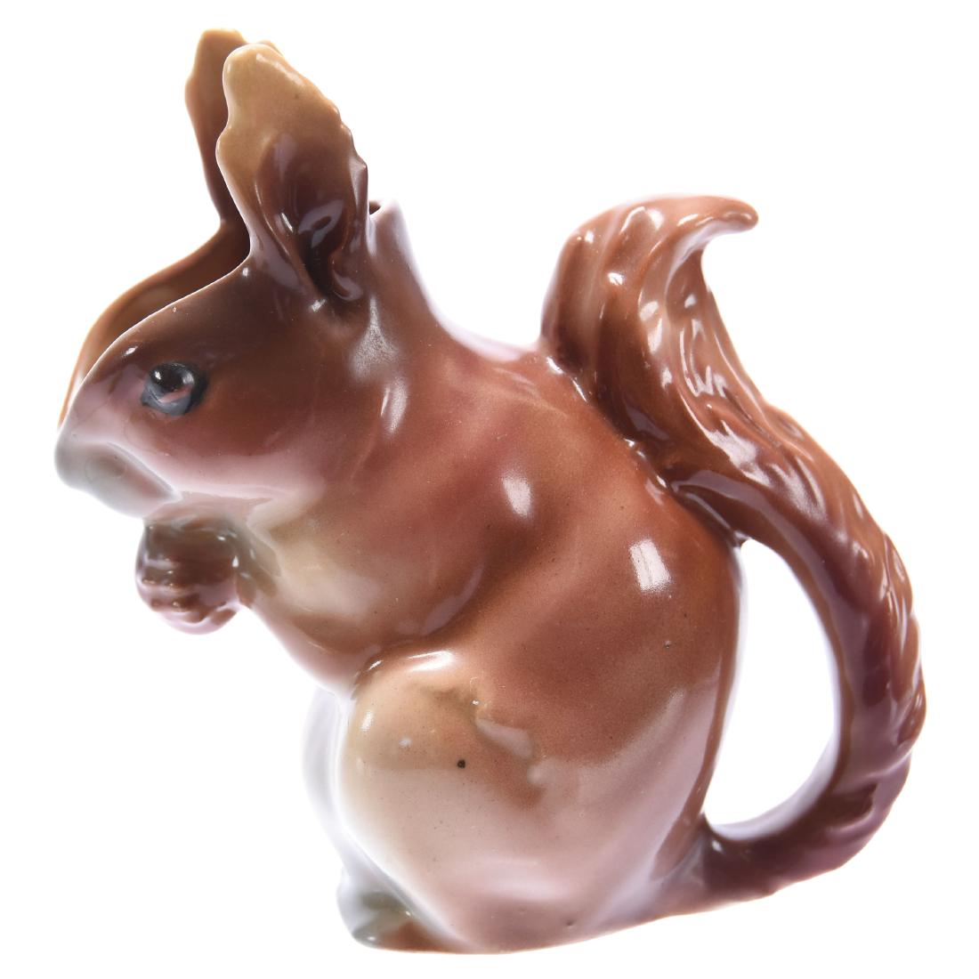 Figural Squirrel Pitcher Unmarked Bayreuth: Figural Squirrel Pitcher - Unmarked Bayreuth - 4.75" Creamer - Brown Tones