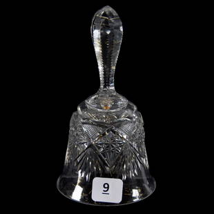 Bell, Hobstar, Strawberry Diamond & Fan Motif: Bell - American Brilliant Cut Glass - 5.5" - Hobstar, Strawberry Diamond and Fan Motif