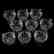 (9) Champagne Stems, Rock Crystal, Medallion Design - 2