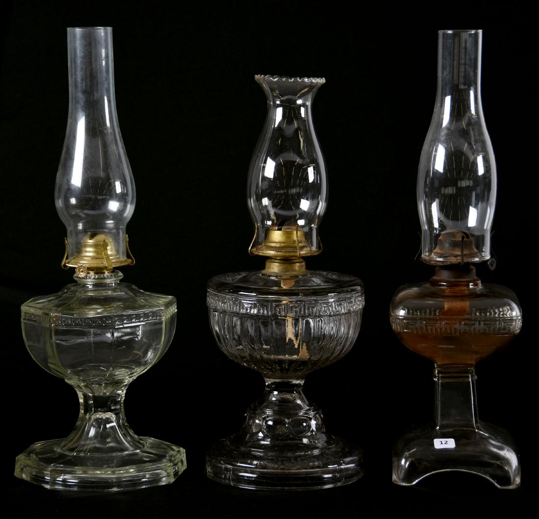 (3) Kerosene Lamp, Greek Key Pattern (1 of 3)
