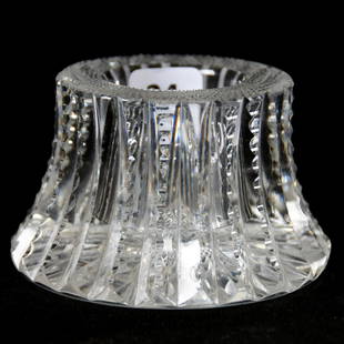 Inkwell, American Brilliant Cut Glass: Inkwell American Brilliant Cut Glass, 2.25" X 3.5" Prism Cut Body with Hobstar Base (Some Nicking on Ridges)