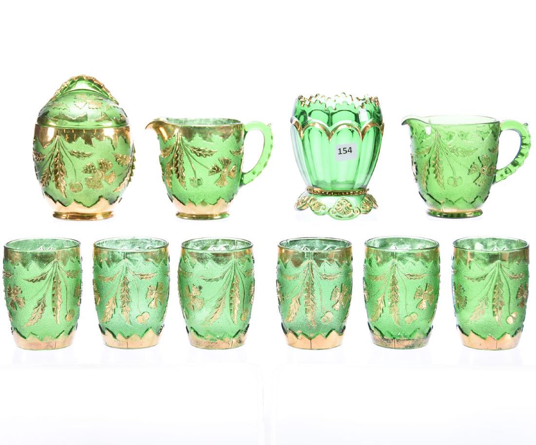 (10) Green Pattern Glass Items (1 of 3)