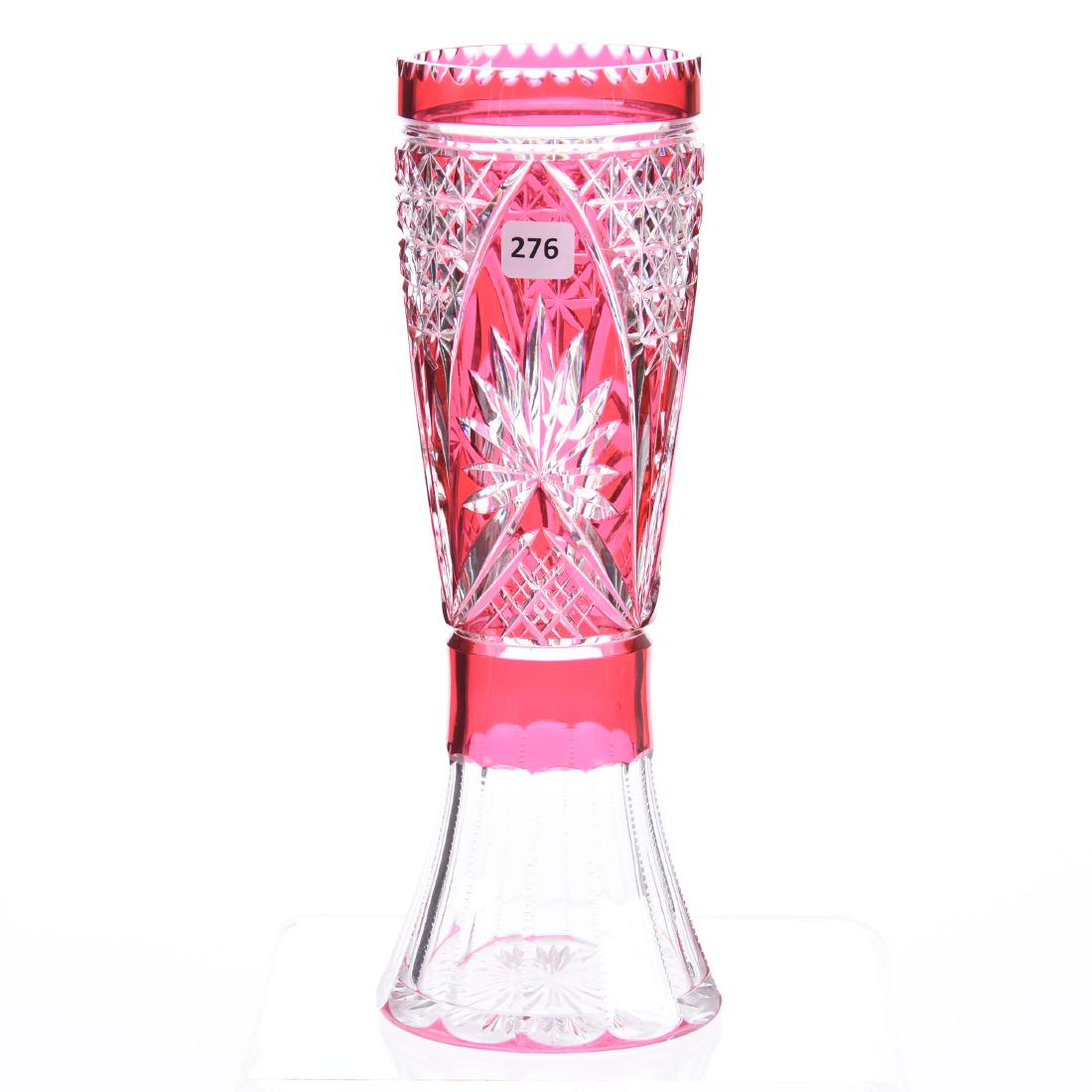 Vase, Cranberry Cut to Clear (1 of 2)