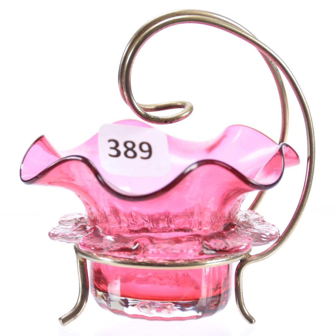 Salt Dip, Victorian Cranberry Art Glass (1 of 3)