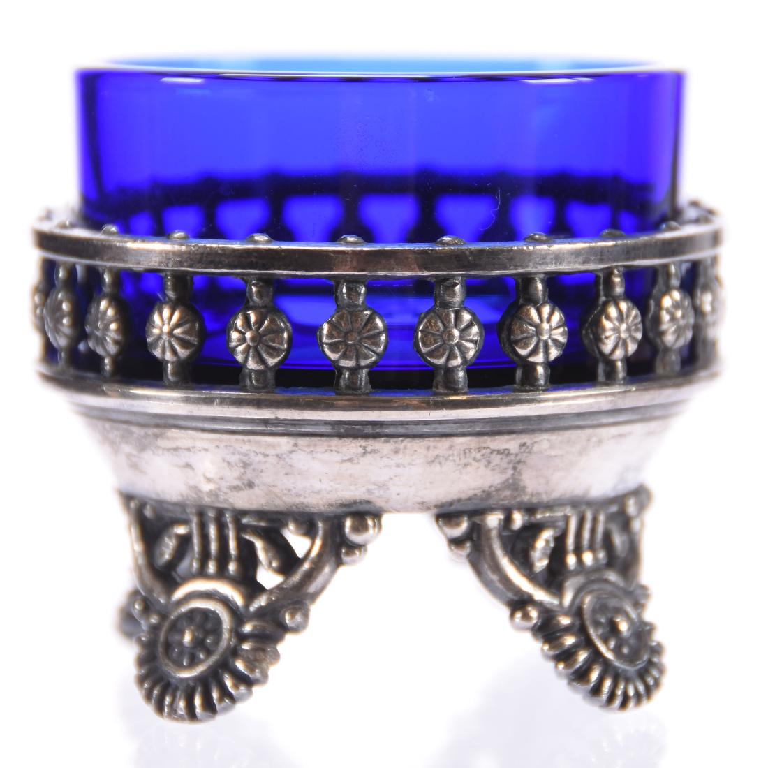 Salt Dip, Silverplate, Blue Insert (1 of 2)