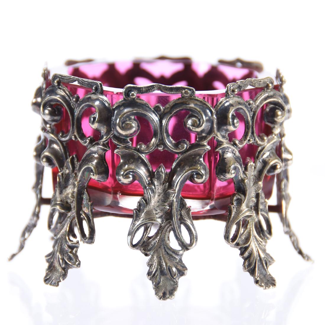 Salt Dip, Silverplate, Cranberry Insert (1 of 2)