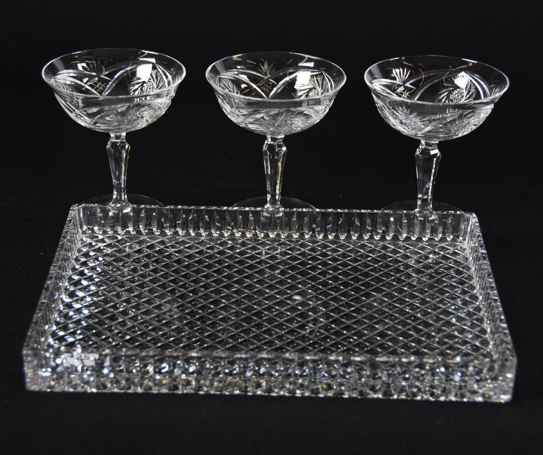 (1) Tray, (3) Champagnes, Cut Glass (1 of 3)