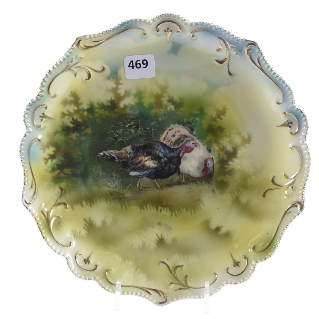 Plate, Marked R.S. Prussia, Turkey Scene (1 of 2)