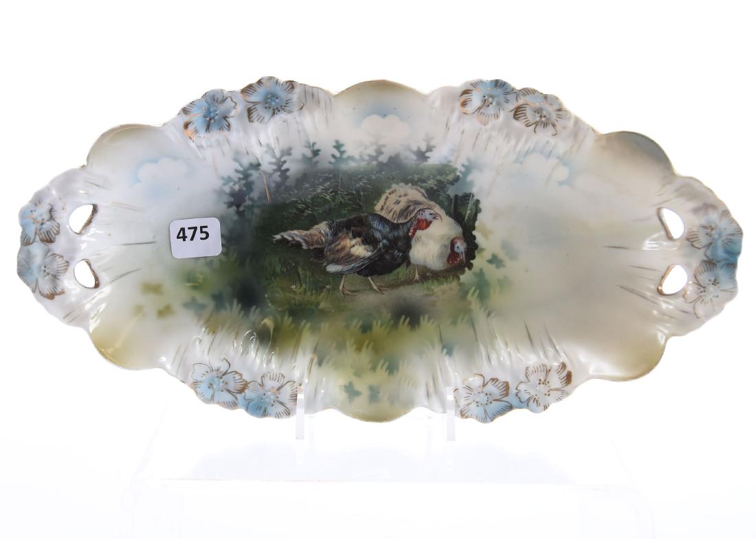 Celery Tray, Unmarked Prussia, Turkey Scene (1 of 2)