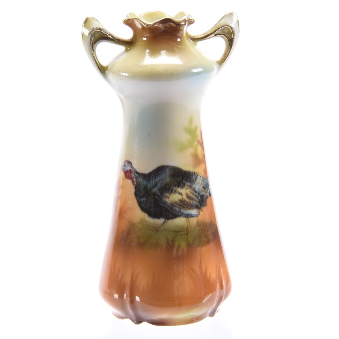 Miniature Vase, Unmarked Prussia, Turkey Scene (1 of 3)