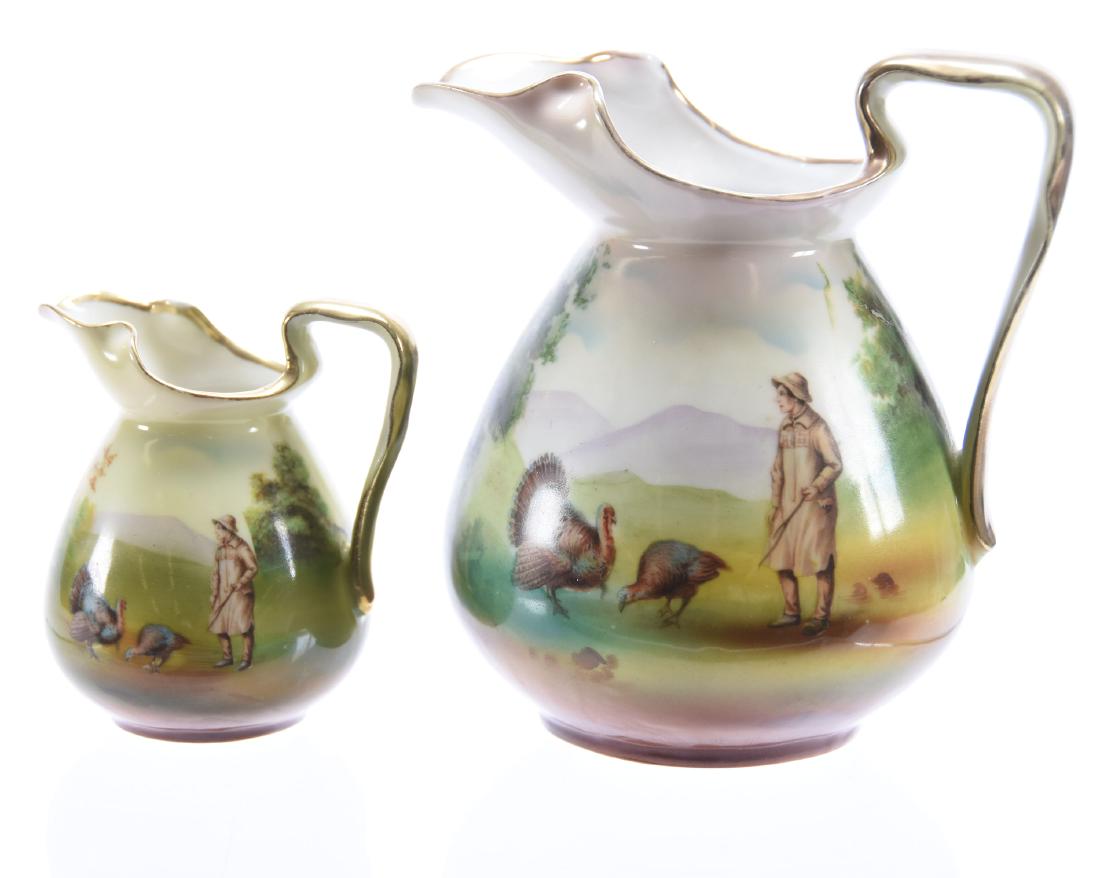(2) Pitcher, Royal Bayreuth, Boy & Turkeys (1 of 3)