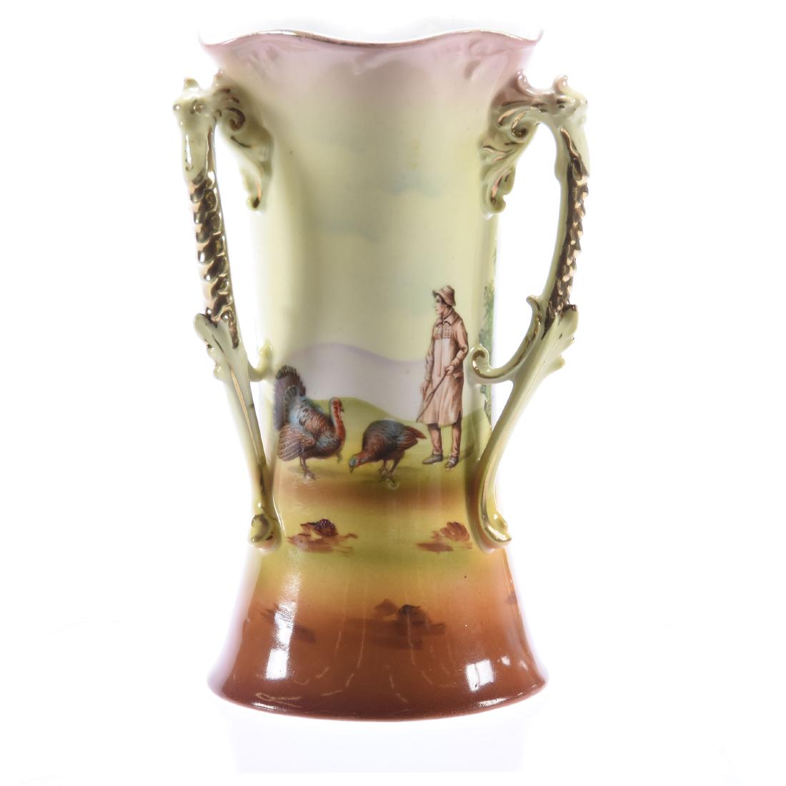 Three Handled Vase, Royal Bayreuth, Boy & Turkey (1 of 3)