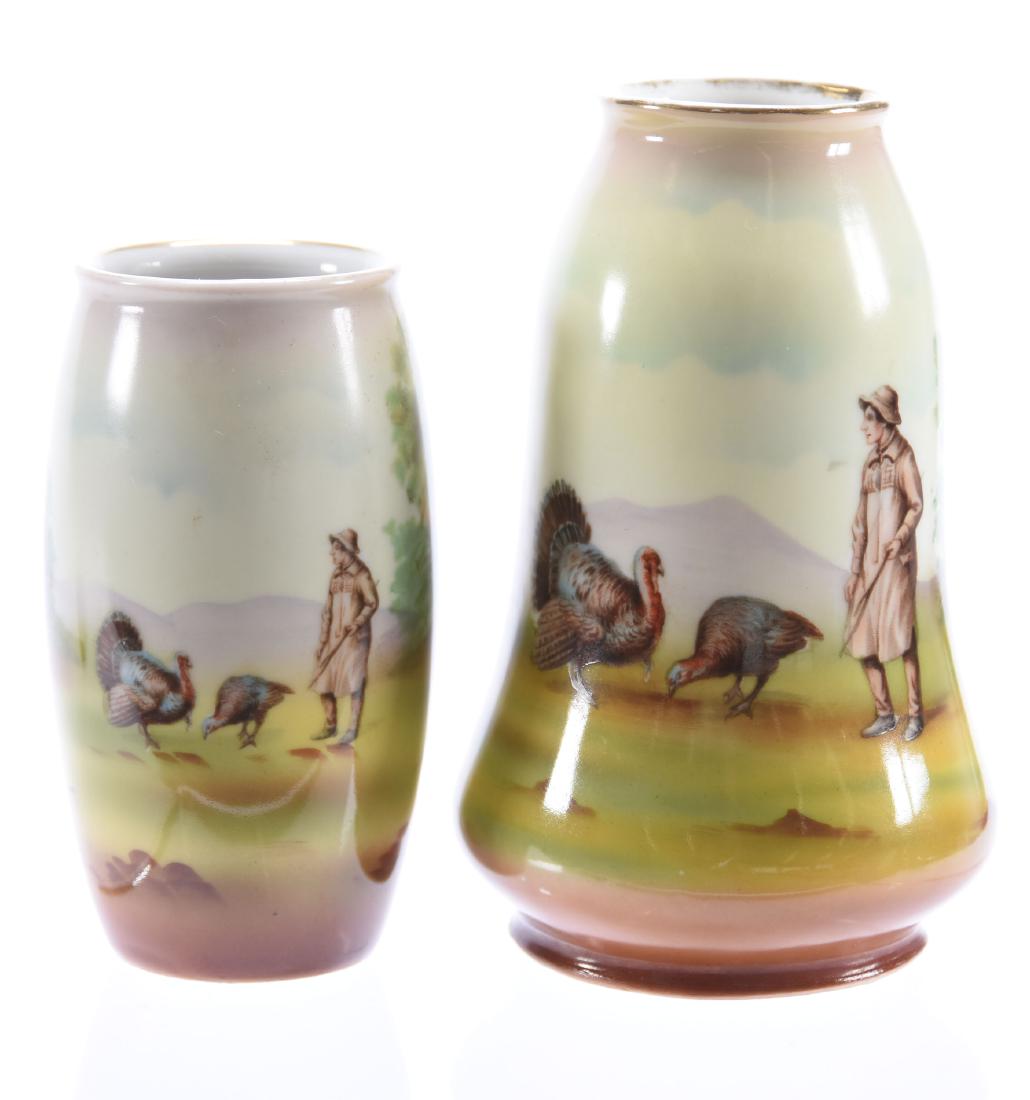 (2) Vases, Royal Bayreuth, Boy & Turkey (1 of 3)