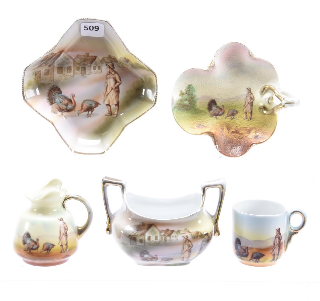 (5) Items, Royal Bayreuth, Boy & Turkey Scene (1 of 3)