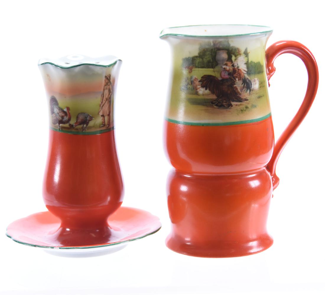 (2) Items, Royal Bayreuth, Boy & Turkey Scene (1 of 3)