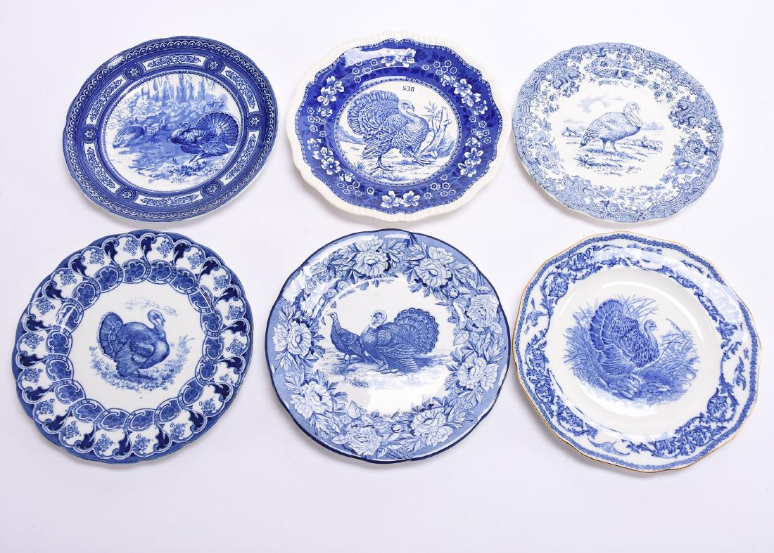 (6) Plate, Flow Blue, Turkey Scene (1 of 2)