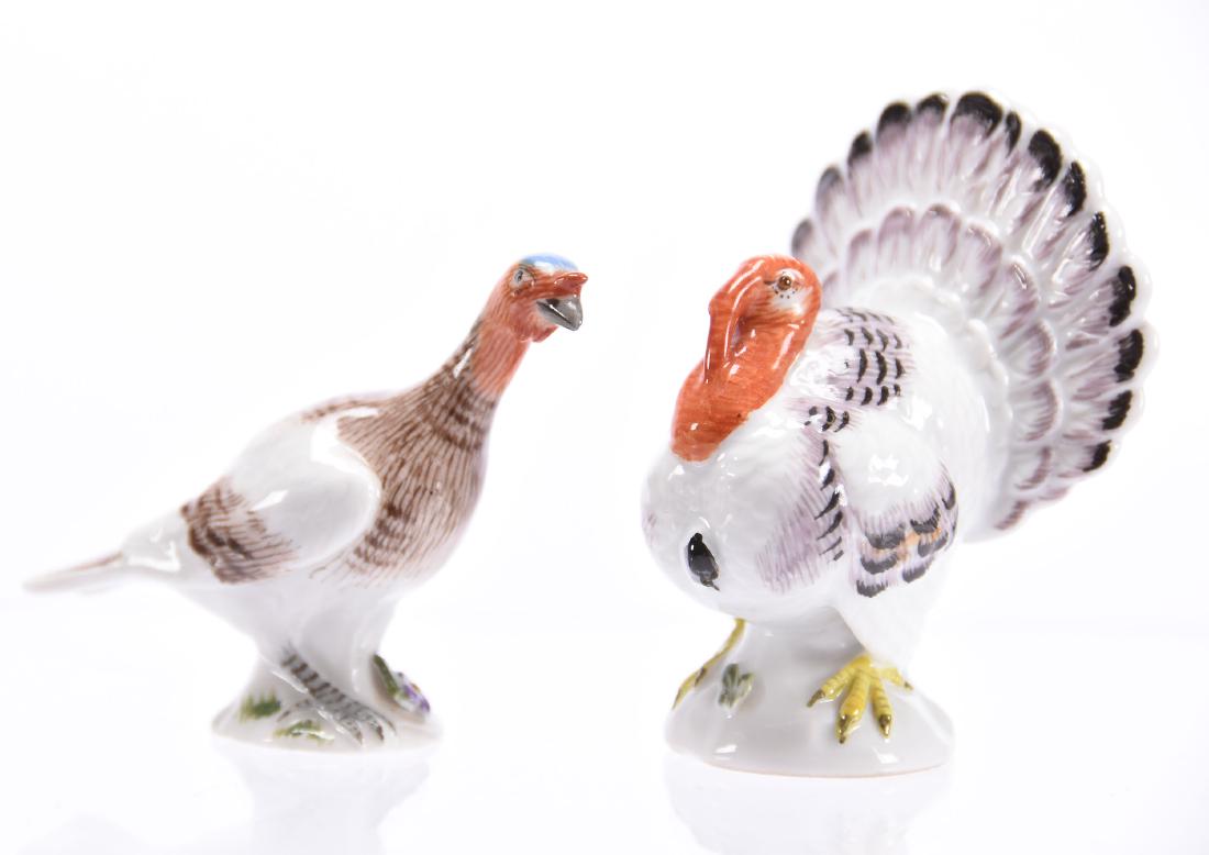 (2) Turkey Figurines, Meissen (Crossed Swords) (1 of 3)