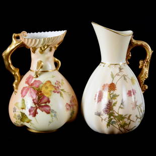 (2) Pitchers Marked Royal Worcester: (2) Pitchers Marked Royal Worcester; (1) 5.5", #1436; (1) 5", #1507, Interior Rim Chip