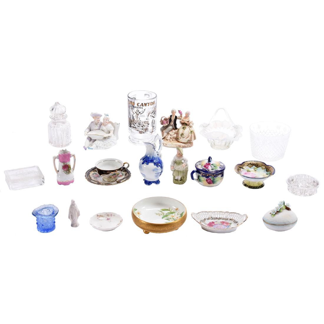 (15+) Assorted Glass & China Items: Assortment of Over; (15) Glass & China Items, Nippon Pedestal Pin Dish, Japan Cup & Saucer, Limoges Footed Bowl, Opalescent Basket, and More, See Photos for Details